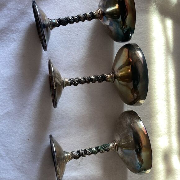 Valero Champagne cocktail Wedding Wine Silver Cup Glass Grape Twist 3 spain goth - Picture 7 of 10